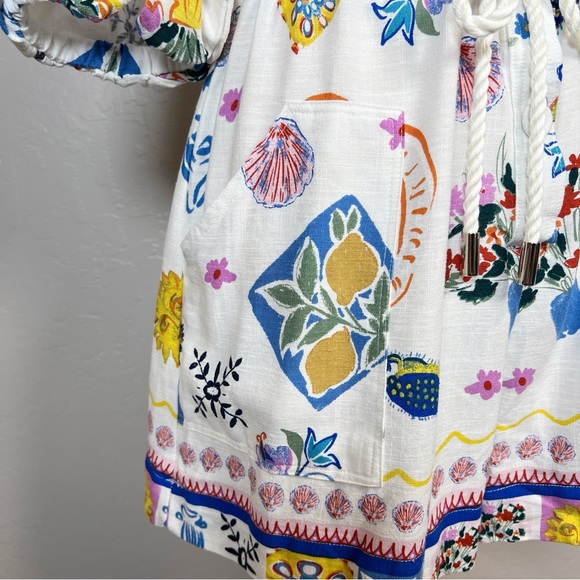 LABEL OF LOVE Women’s Size M White Euro Summer Portofino Linen Playsuit Romper - Picture 7 of 13